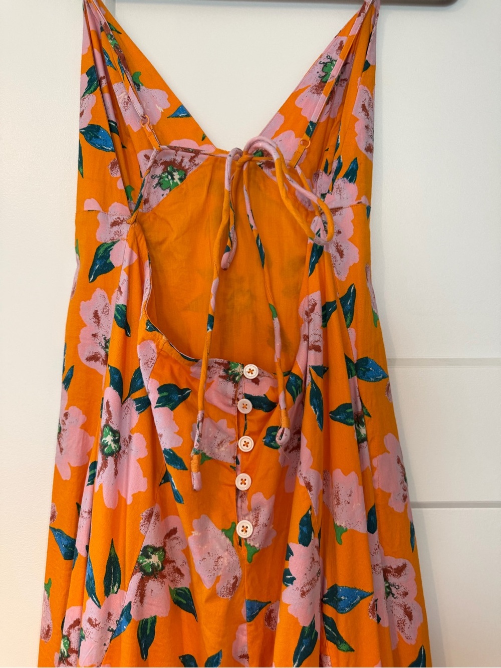 Yellow Floral Midi Dress with Pink Blossoms Free People - Picture 6 of 6